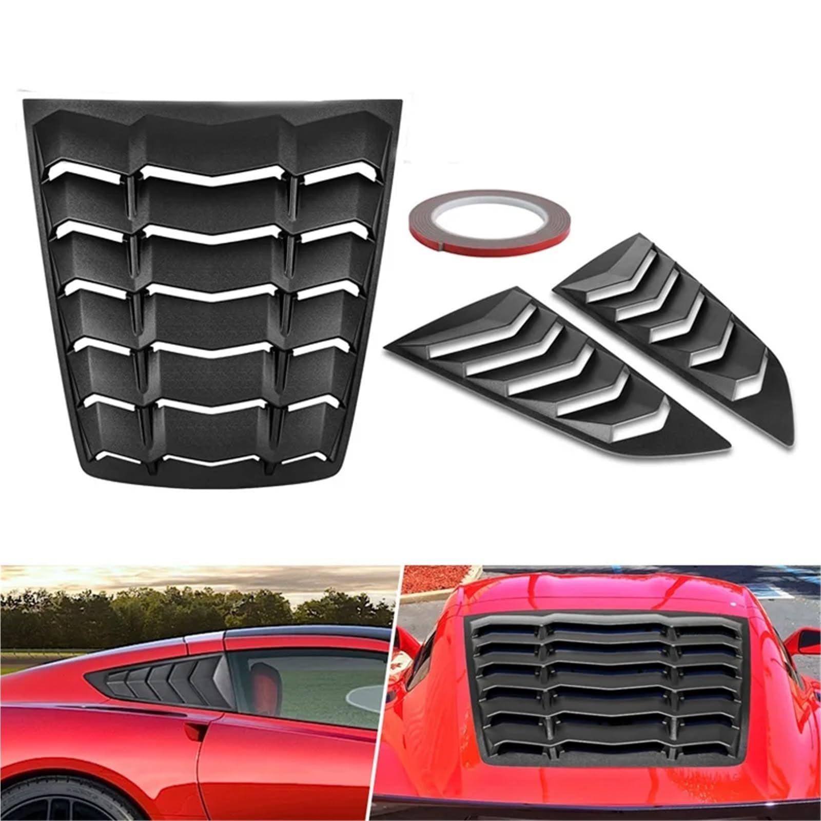 Rear+Side Window Louver Windshield Sun Shade Cover -ABS Matte Black Compatible for Corvette C7 Stingray Grand Sport Z51 Z06 ZR1 2014-2019
