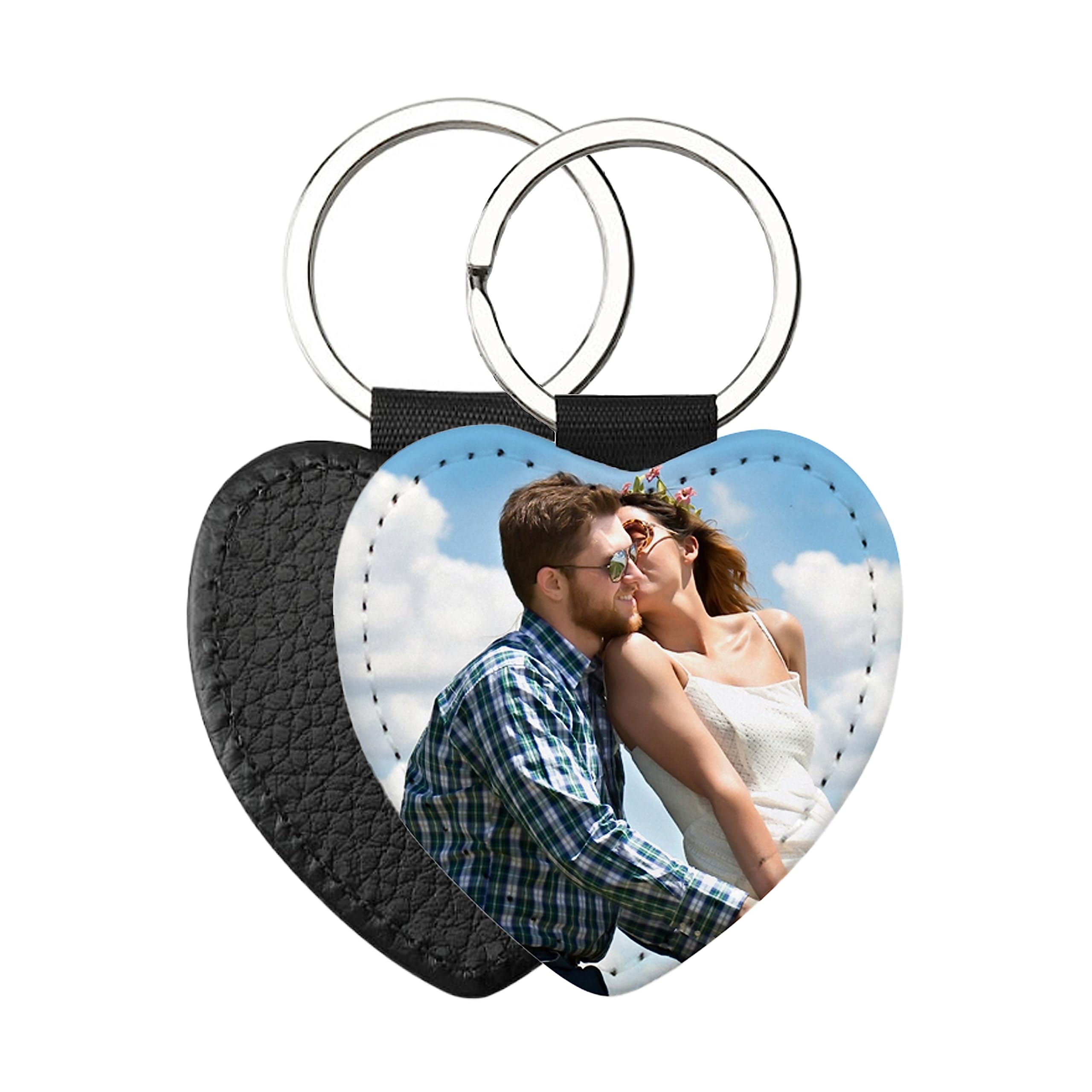 Unisex No Pb Tech Personalised Photo Heart Keyring Custom With Any Picture Keychain Keys Ring Gift Keepsake, Wedding, Birthday.