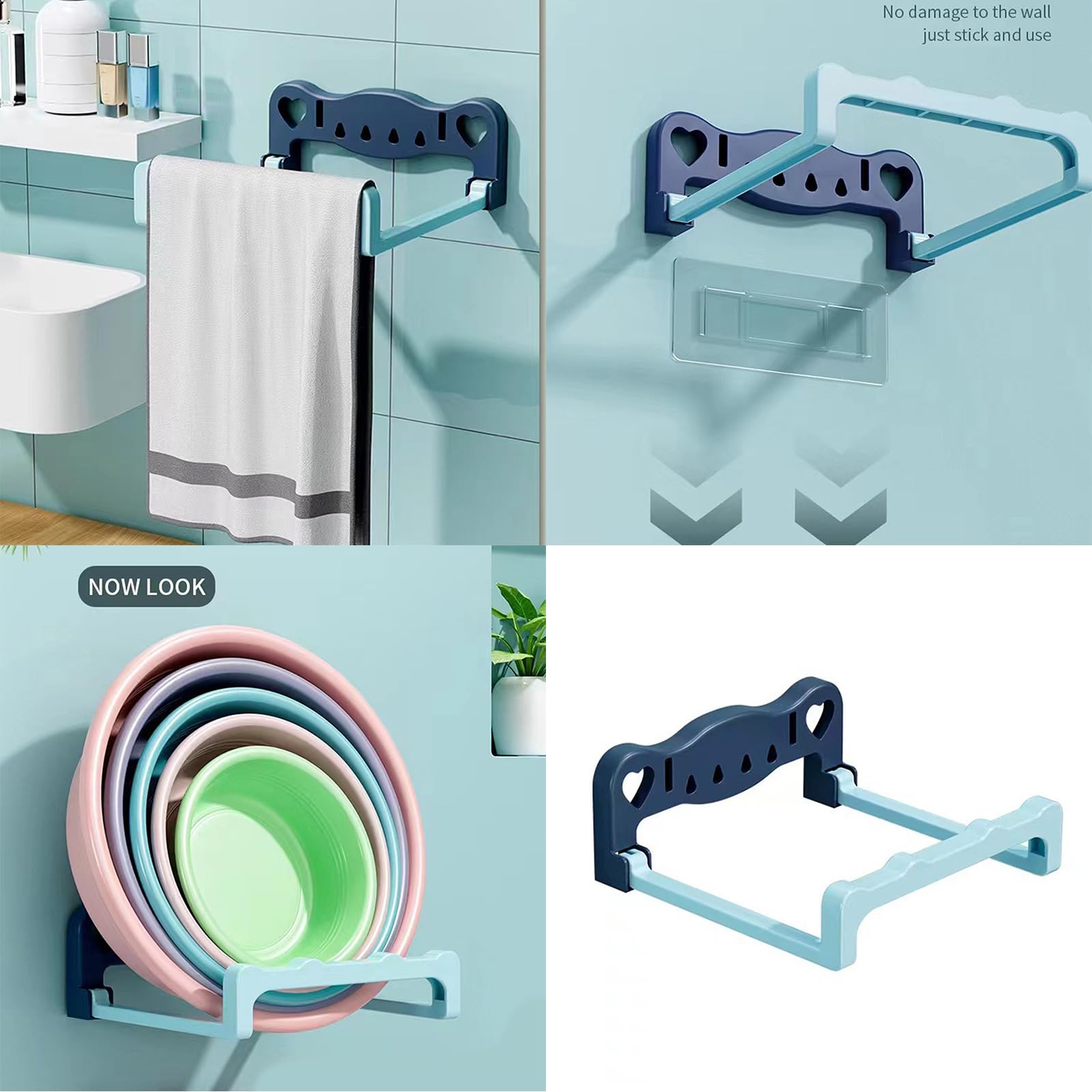 DIMITU Without Drilling Wall Mounted Bathroom Shelf Organizers for Towels and Toiletries Easy Adhesive Installation
