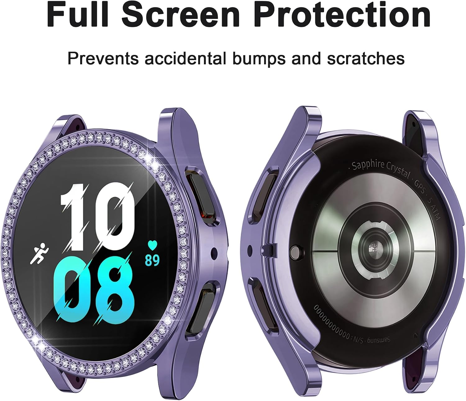6-Pack Watch Screen Protector Compatible with Samsung Galaxy Watch 5/4 40mm,Bling Glitter Case TPU Soft Cover Full Protection with Sparkly Rhinestones for Galaxy Watch5/4/FE 40MM image 3