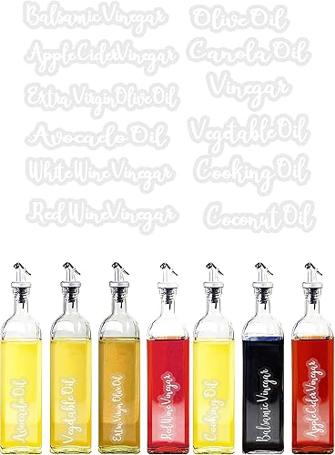Etiquetas modernas para botellas de aceite y vinagre juego de etiquetas para contenedores de cocina impermeables minimalistas 12