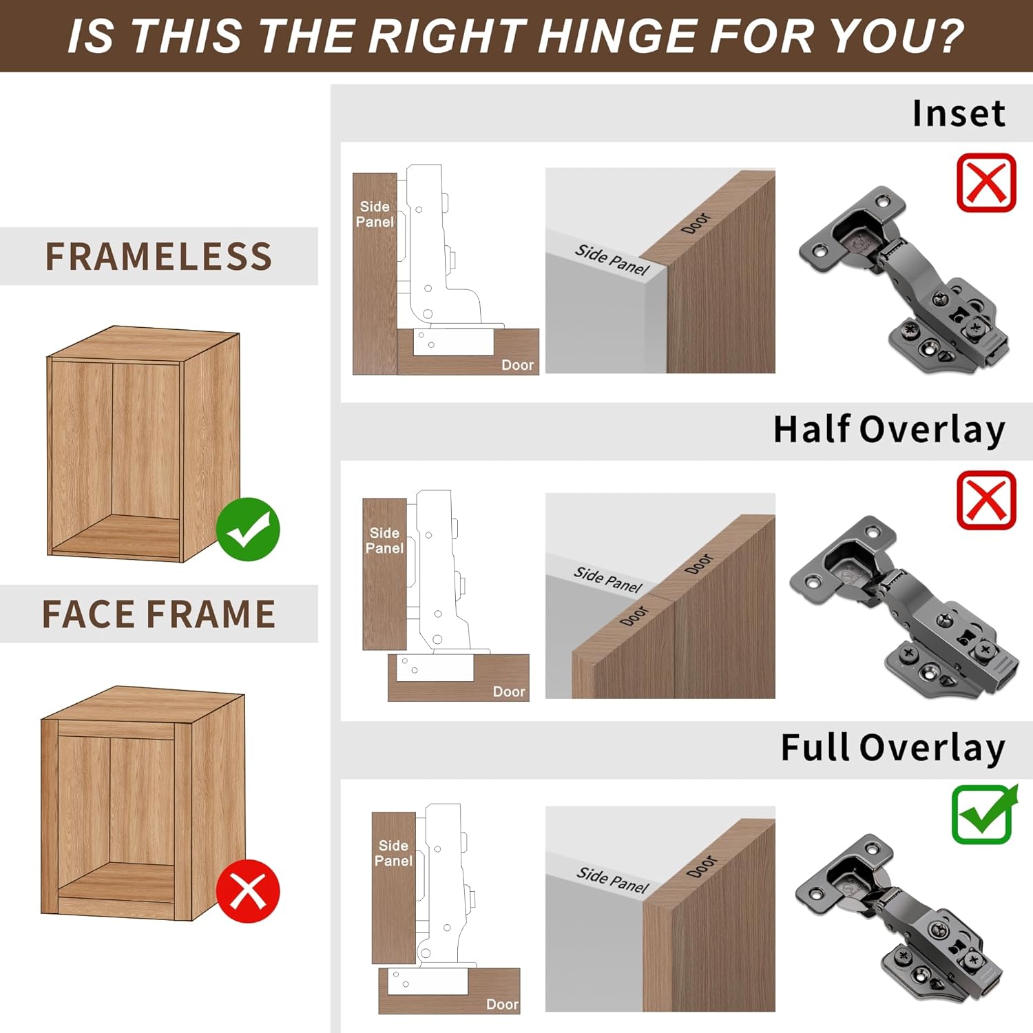 20 Pack Full Overlay Soft Close Cabinet Hinges 105° Frameless 3 Way Adjustable Soft Close Hinges for Cabinet Doors Kitchen Cabinet Door Hinges with Screws Bright Nickel