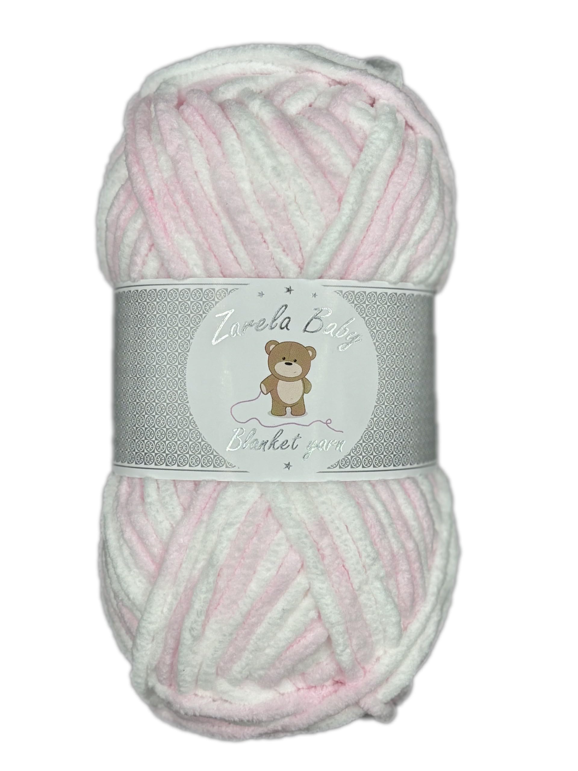 Zarela Baby Blanket Yarn 100g (B06 White-Baby Pink)