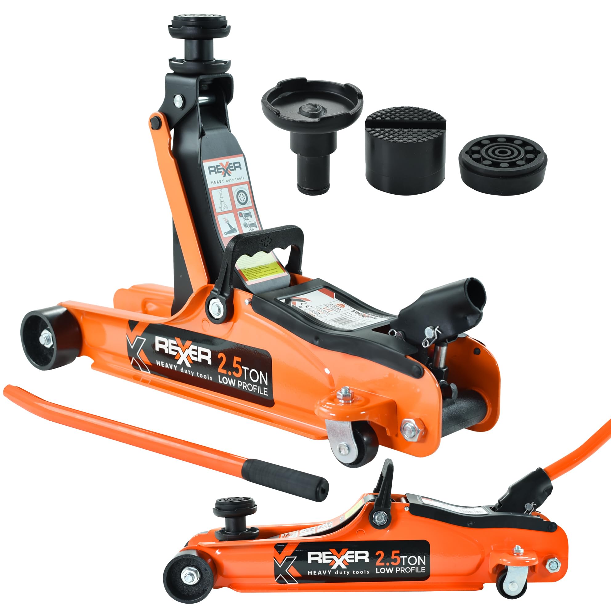 REXXER Niedrigprofil Rangierwagenheber 2,5 t | Hydraulisch, flache Bauweise, für tiefergelegte Fahrzeuge, Tragkraft 2,5 t