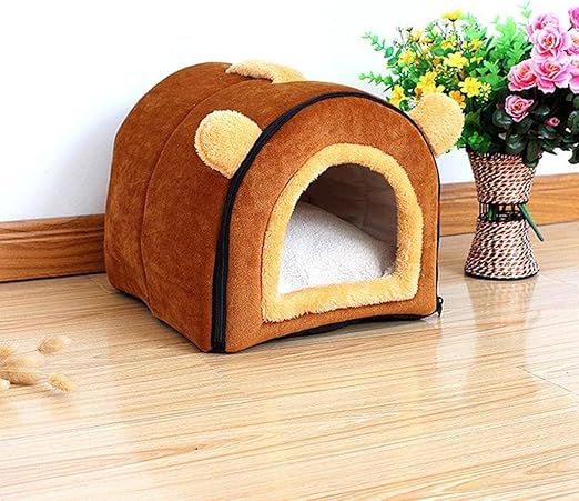 Amazon Co Jp 快適な猫犬暖かい洞窟ラブリーリボンデザイン子犬冬のベッドハウス犬小屋フリースソフト巣小中犬家のための猫 ホーム キッチン