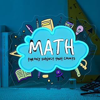 Horseneon Math Neon Sign Educational LED Wall Decor for Classrooms, Study Rooms & Math Teacher Gifts, USB-Powered with Adjustable Brightness, Scientific-Themed Lighting