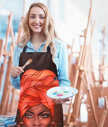 Miniatura 4 de Paquete de 2 delantales ajustables resistentes a las gotas de agua, lazos largos con 2 bolsillos, cocina para mujer