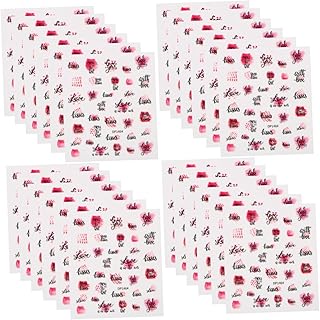 FOMIYES 24 sheets Decals Manicure Lips Style Holiday Red Nail Letters Decor Decorations for Adhesive Sticker Heart Art Girl Woman Valentines Accessories Stickers Fingernail DIY Love Day