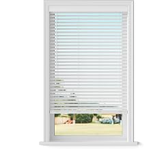 Lumino - 2" Cordless Smooth Slat Faux Wood Window Blinds for Home - 23" W x 64" L - White, Faux Wood Blinds for Indoor Windows, Room Darkening Blinds with Contemporary Valance