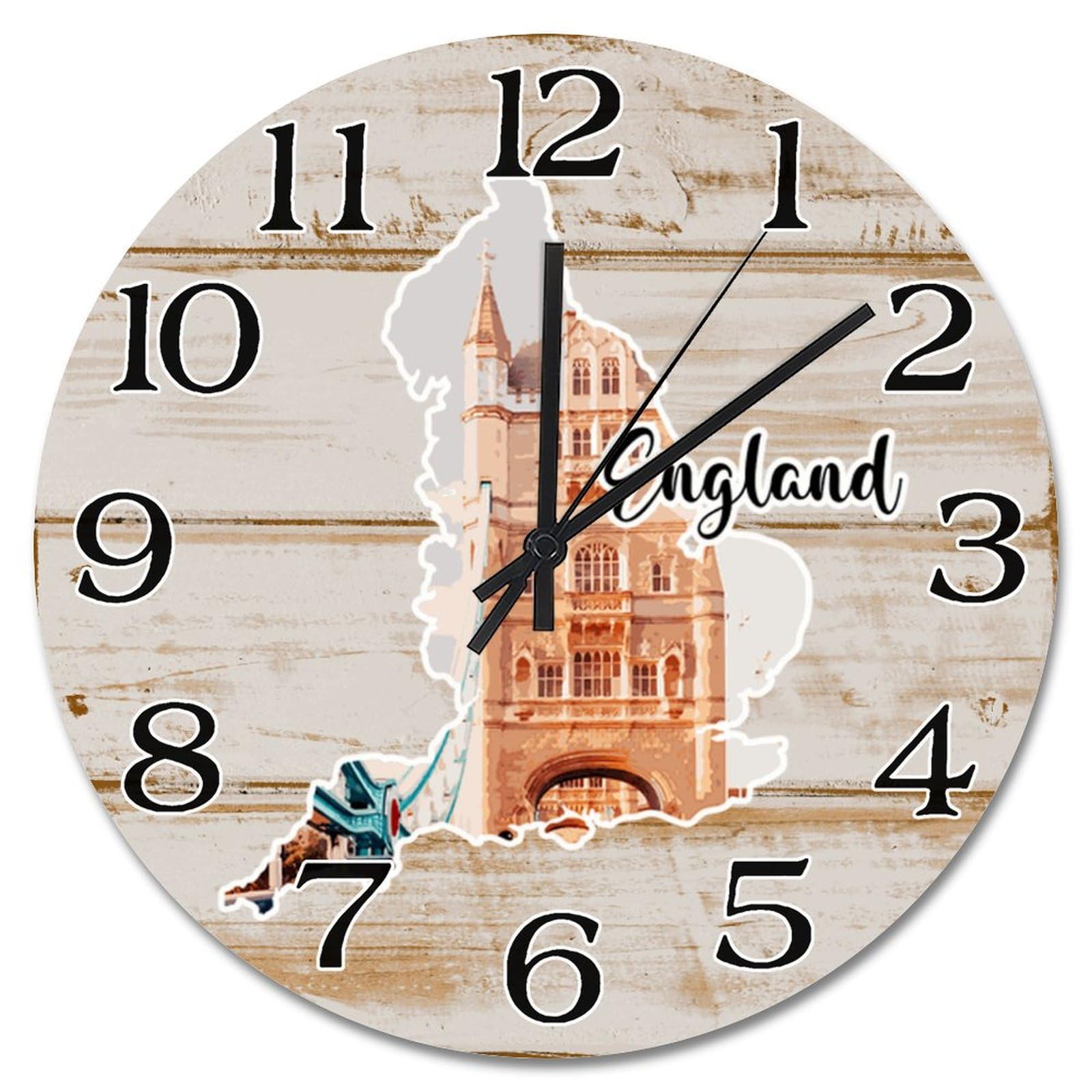 Horloge murale silencieuse 38cm carte Angleterre déco salon et chambre