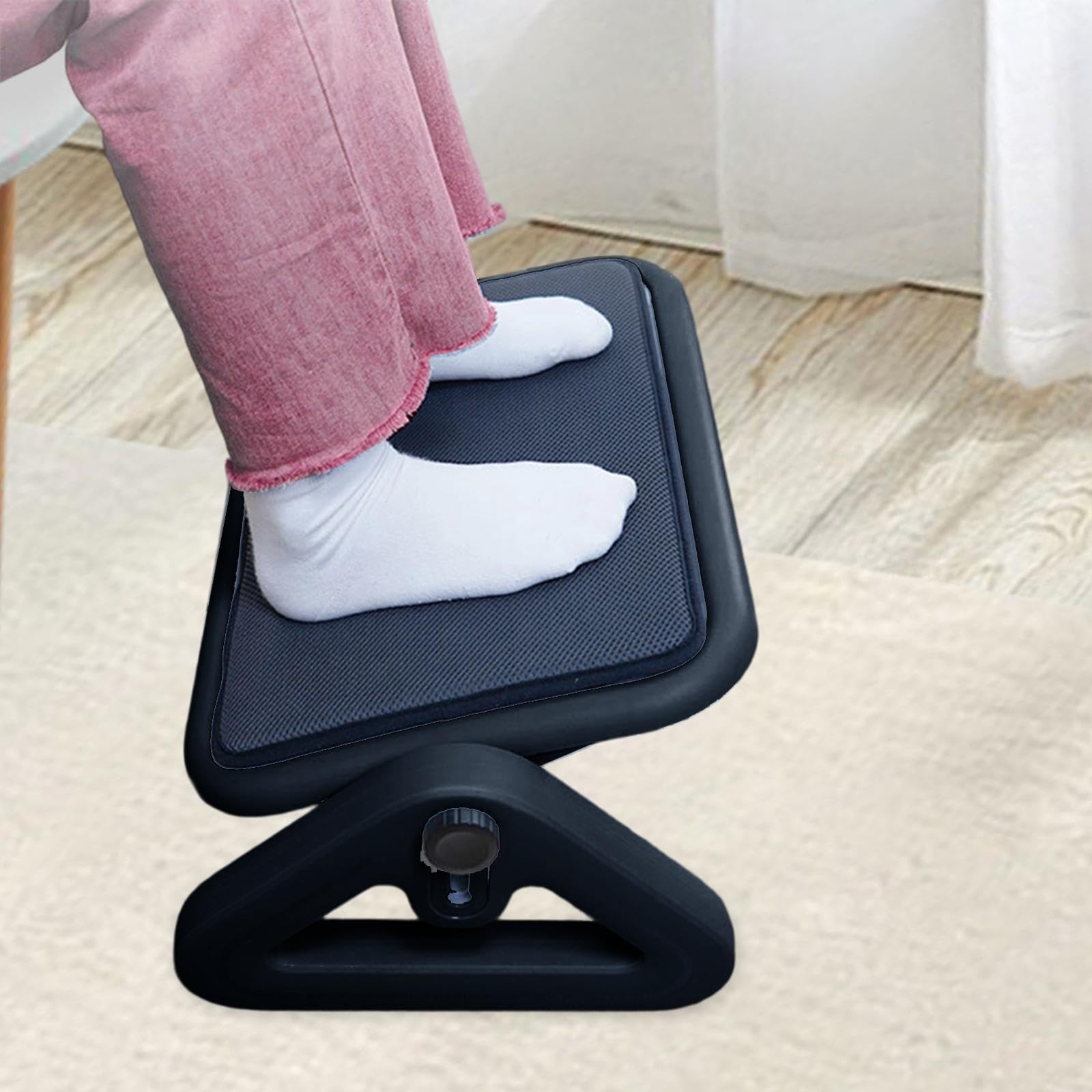 Harilla Poggiapiedi Sotto La Scrivania, Sgabello per Impiegati, Ergonomico, Regolabile in Sei Altezze, Accessori Da Viaggio, per Giochi, Ufficio, Casa, Nero