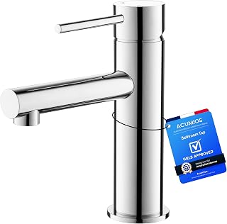 Acumios WELS Basin Mixer Tap,Lead-Free Bathroom Sink Taps,Basin Mixer Tap for Small Sink,Round Basin Mixer ...