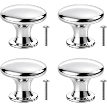 4 Pcs Silver Door Knobs, Single Hole Cabinet & Drawer Knobs with Screws, 30mm Polished Chrome for Cupboards, Wardrobes, Kitchen Cabinet Knobs,Door Knobs,Drawer Knobs