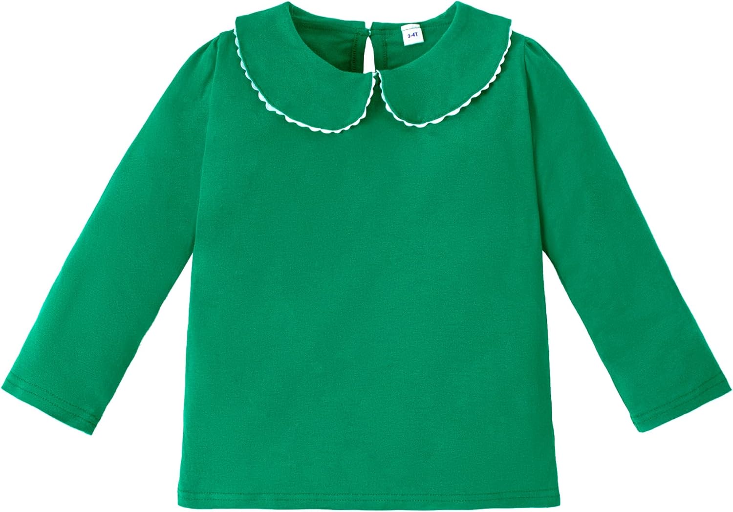 LYSMuch 18M-6T Toddler Baby Girl Long Sleeve Collar Shirt Peter Pan Blouse Lace Undershirt Top Solid Color Clothes