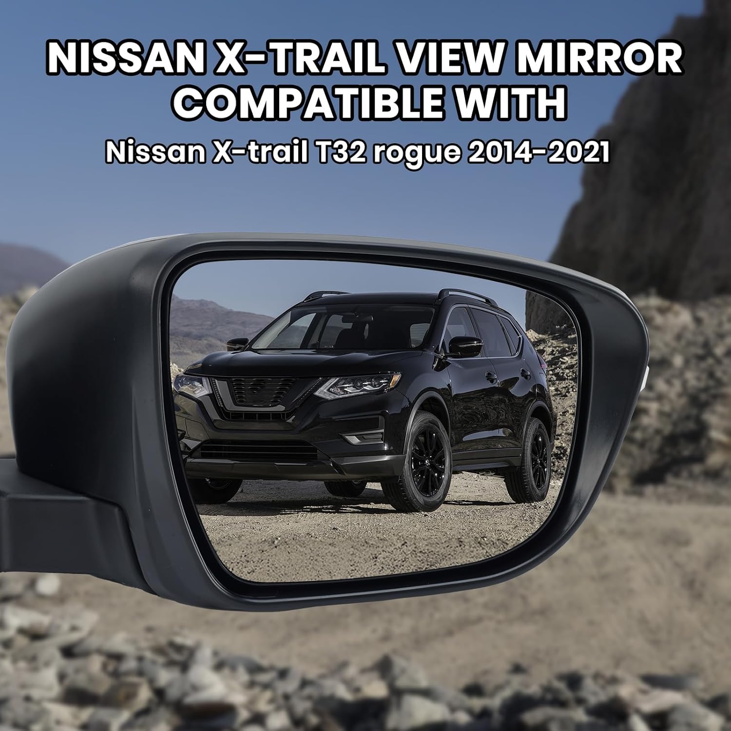 Right Passenger Side Mirror Compatible with Nissan Rogue 2014-2021 with Heated Manual Folding Turn Signal Power Glass 7 Pins (NOT FIT Rogue Sport)