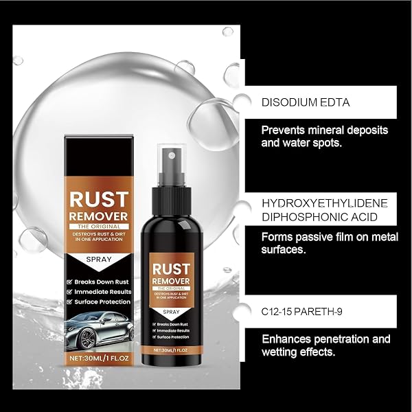 Rust Remover Spray for Metal, 2025 Upgrade Rust Remover for Metal, Multipurpose Rust Stain Remover, Fast Acting Heavy Duty Rust Dissolver for Cars, Tools, Bolts & More(2Set*30ml) - 4