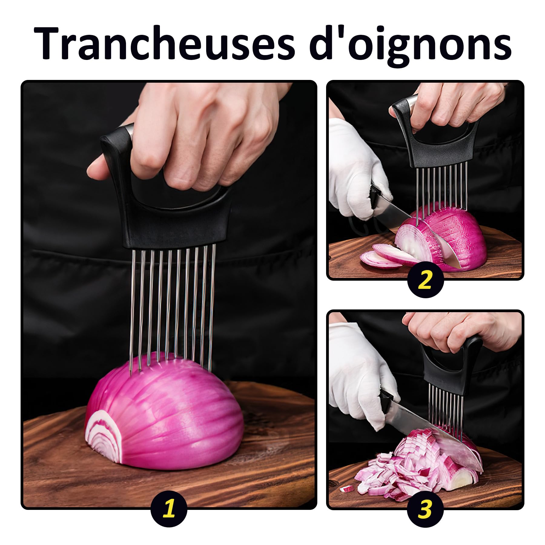 Brelet Lot de 2 Coupe Oignon Manuel en Acier Inoxydable pour Trancher Légumes Gadget Cuisine