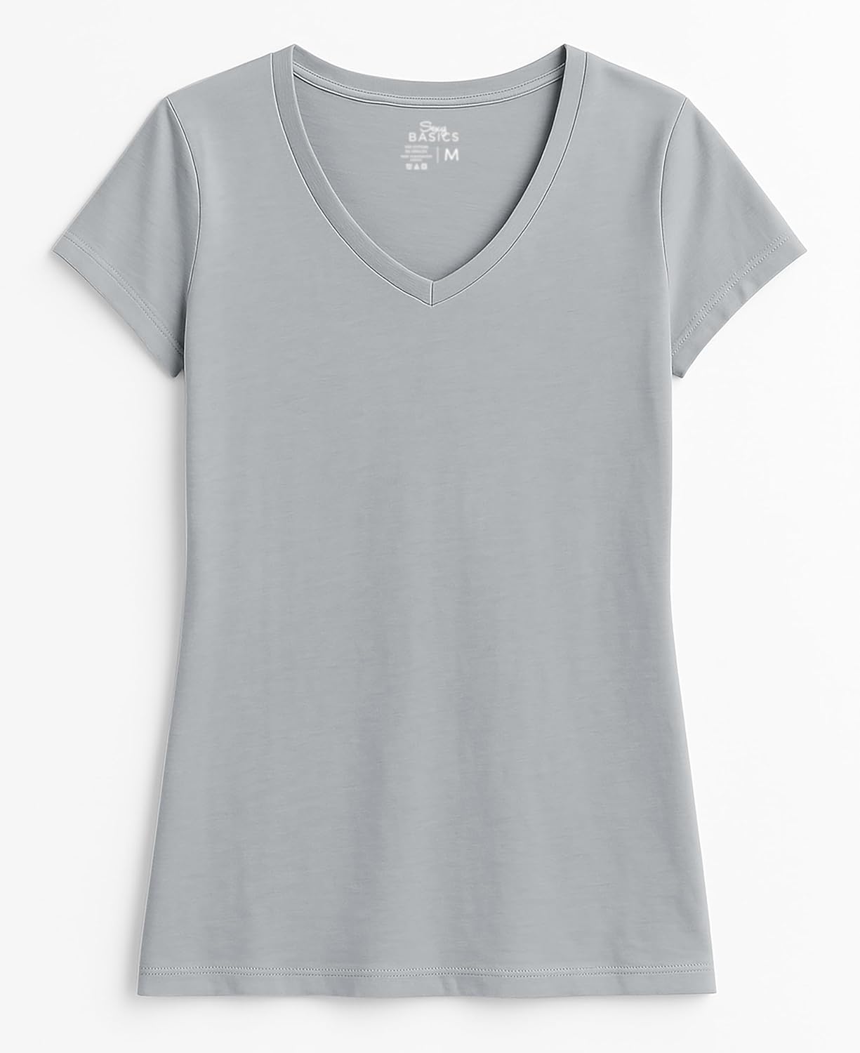 Sexy Basics Womens' Cotton Stretch V Neck Color T Shirts | Casual & Active Basic Short Sleeve Tops | Multi Packs - Image 4