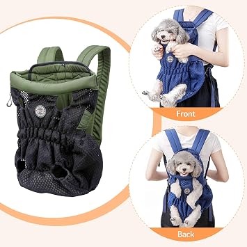 Dog Backpack Carrier Small Dog Backpack, Pet Dog Front Backpack Legs Out Dog Chest Carrier for Small Dogs, Cat Backpack Carrier Dogs Travel Back Pack Hands-Free Hiking Bike Motorcycle (Size:1119 lbs)