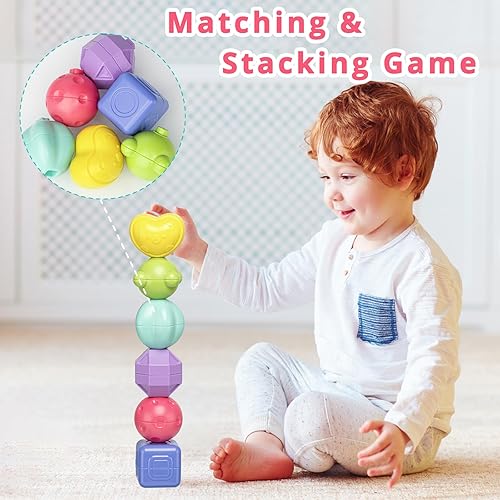 Miniatura 3 de Juguetes Montessori para niños pequeños de 1 año, cubo de actividades 7 en 1, juguete clasificador de formas, juguetes de aprendizaje para el