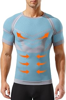 Men's Short-Sleeved Compression Sweatshirt, Lightweight Compression Jacquard Fabric with Tummy Control, Breathable Sport Top