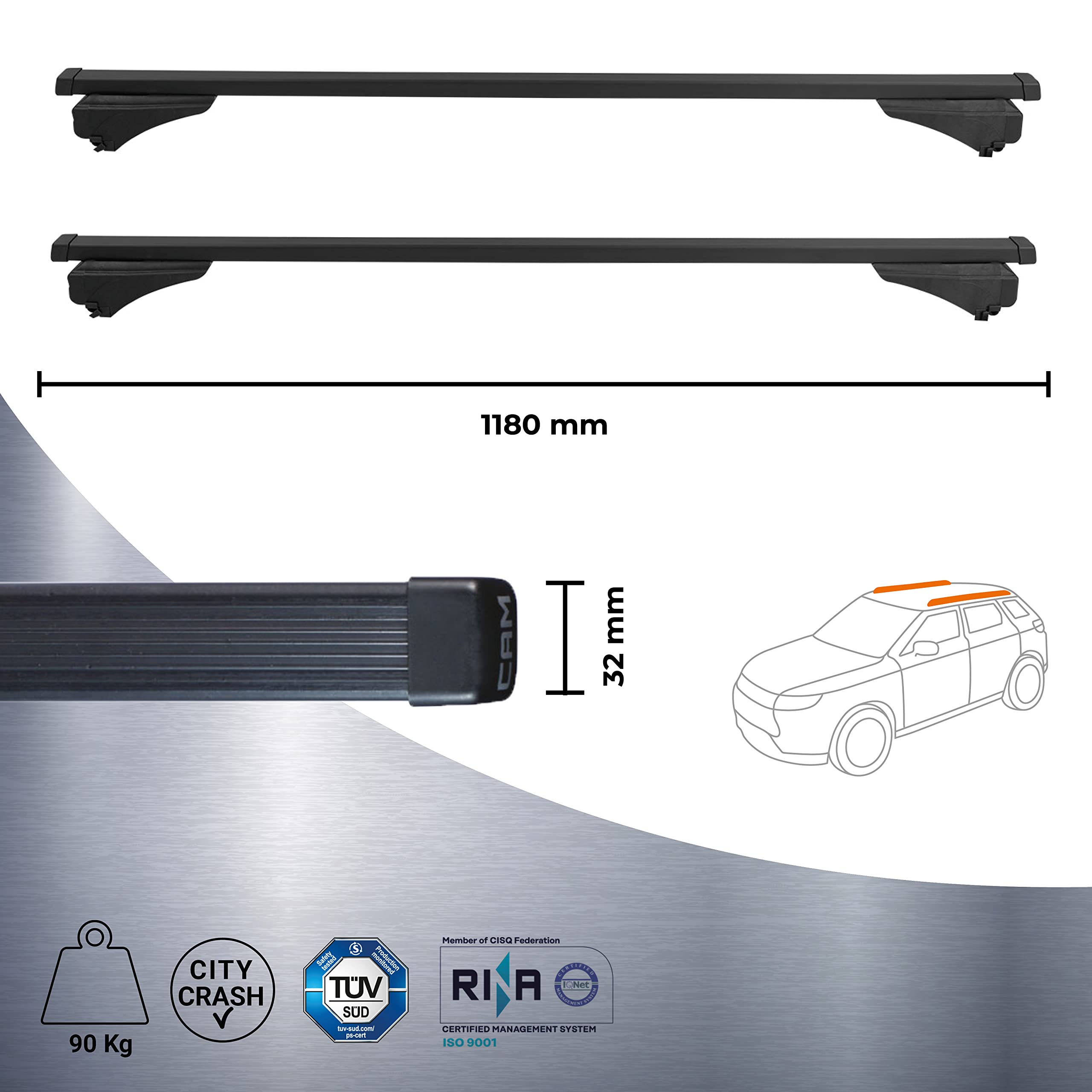 BARRE PORTATUTTO VIVA 2 STANDARD VOLKSWAGEN TOURAN DAL 2003 IN POI - Autoshop