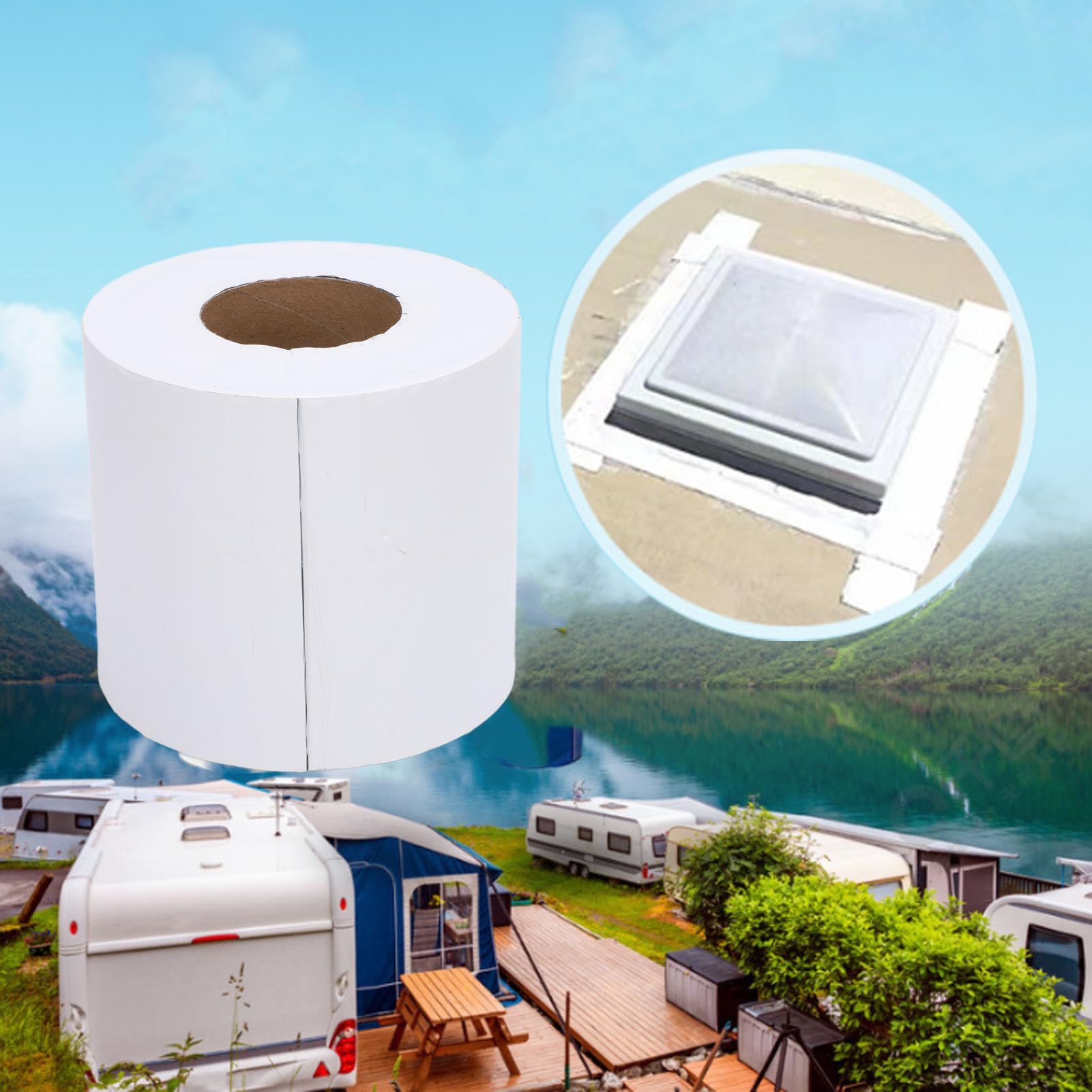 plplaaoo Weiß Wohnmobil-Dachdichtungsband, wetterbeständig, langlebig, Leckreparatur, wasserdichtes Dichtungsband mit Rolle für Wohnmobil, Anhänger, Van, Bus (6 Zoll x 50 Fuß (1 mm x 15 cm x 10 m))