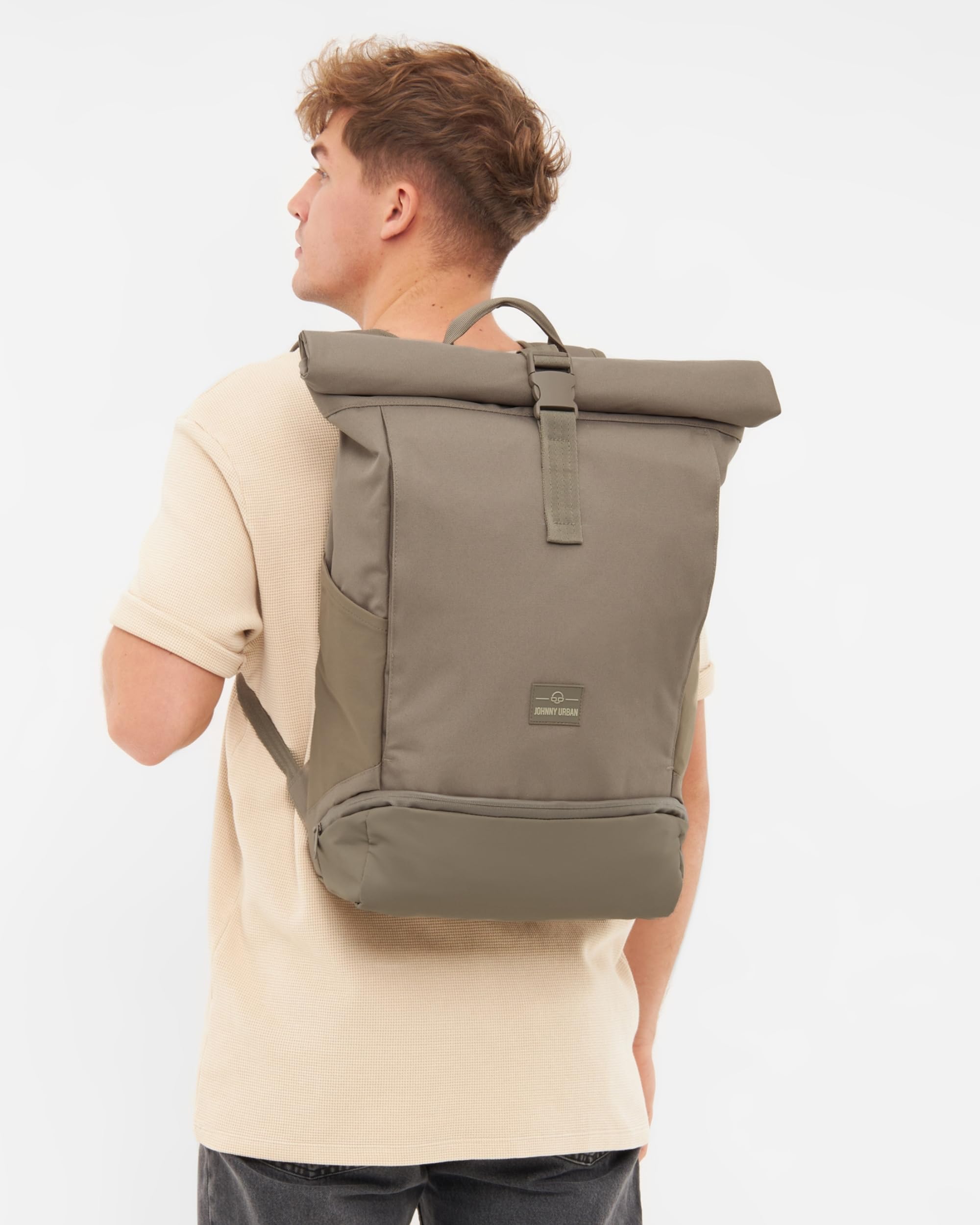 Johnny Urban Mochila Enrollable Mujer Hombre Gris - Allen Large - Grande Bolso para Escolar, Universidad, Trabajo - Compartimento para Portátil - Repelente al Agua