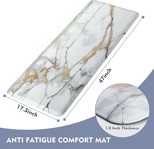 Miniatura 9 de Alfombras y tapetes de cocina antifatiga, juego de 2 alfombrillas de cojín cómodo, 12 de grosor antideslizante, tapete acolchado impermeable para