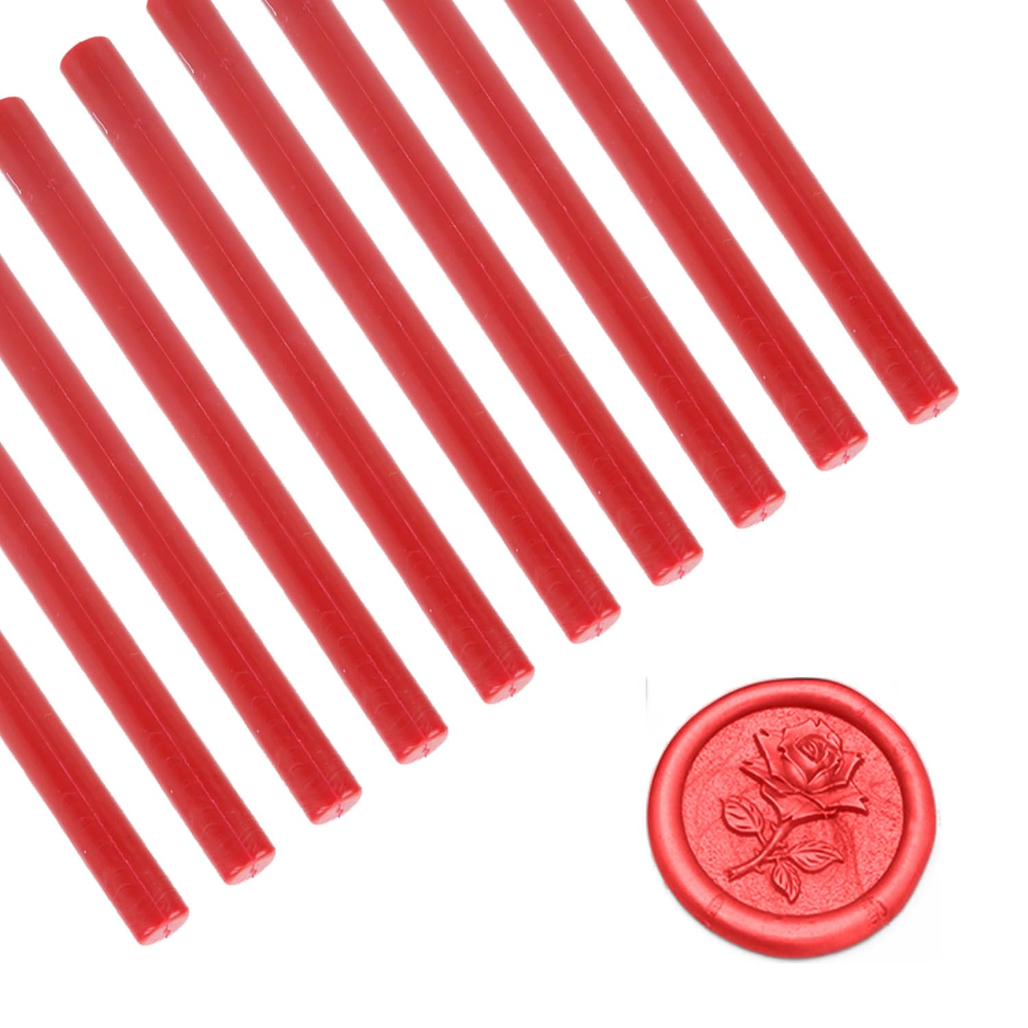 Tissting 10 Pieza Barra Cera Lacre, 10 cm Barra Sello Lacre para Pistola de Pegamento Rojo Barritas Lacre Cera Sello para Invitaciones de Boda, Sobres de Tarjetas