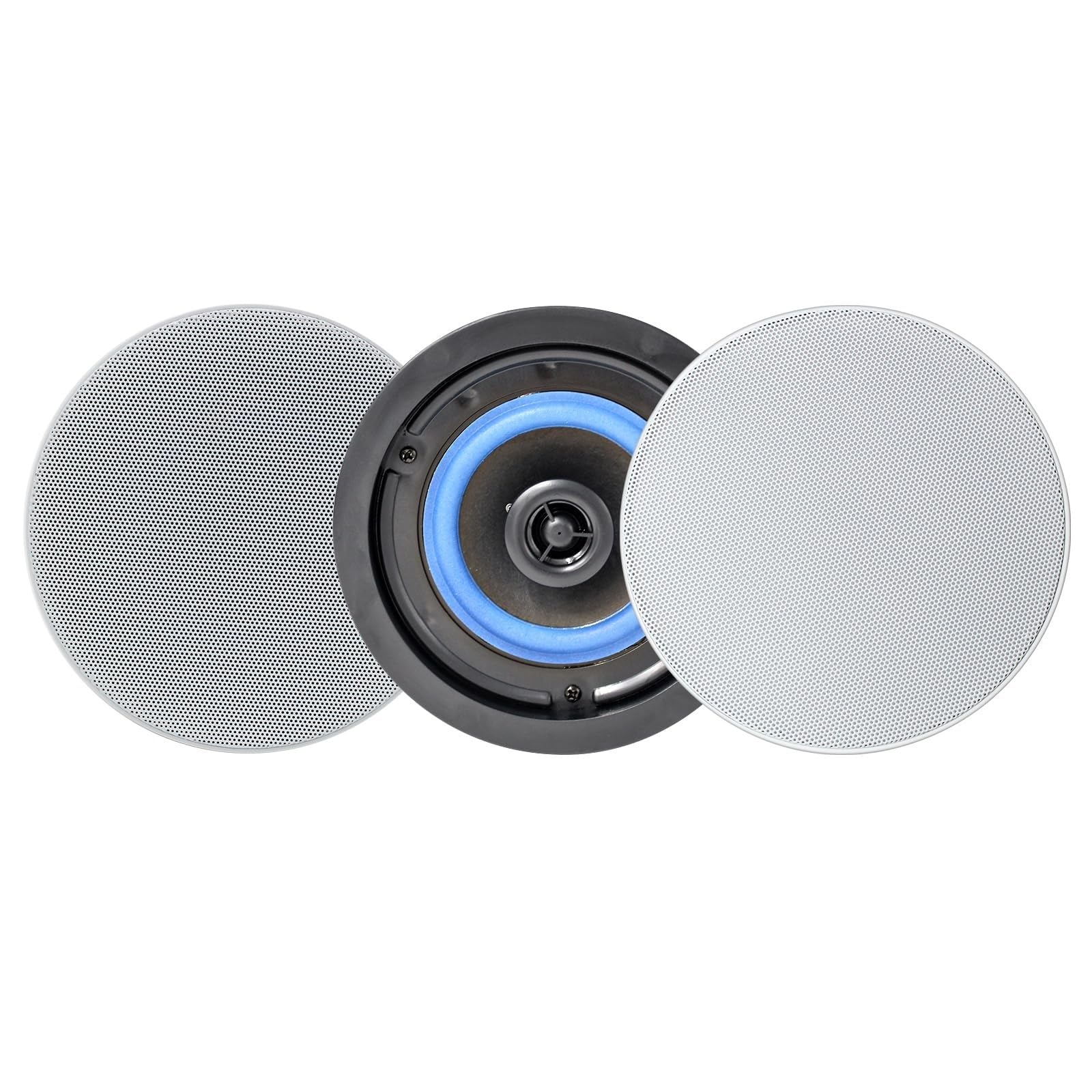 THE WHITE SHOP2-Way In-Wall In-Ceiling Speaker System Dual 6.4" 300W Pair of Ceiling Wall Flush Mount Speakers w/ 1" Silk Dome Tweeter Adjustable Treble Control For Home Theater Entertainment