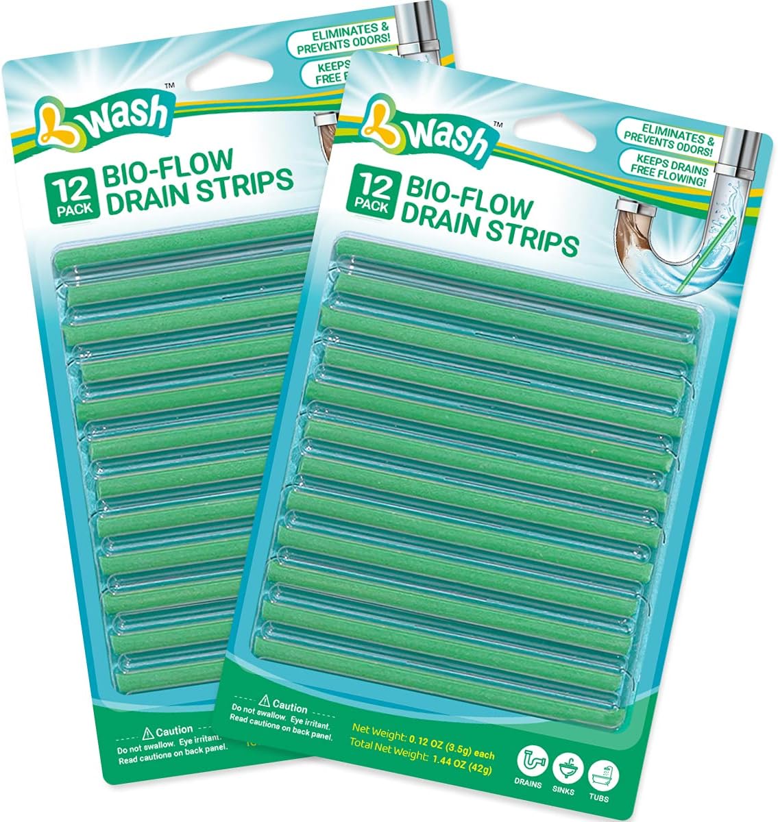 Bio-Flow Drain Strips - 24 Strips | Drain Cleaner & Odor Remover Drain Sticks