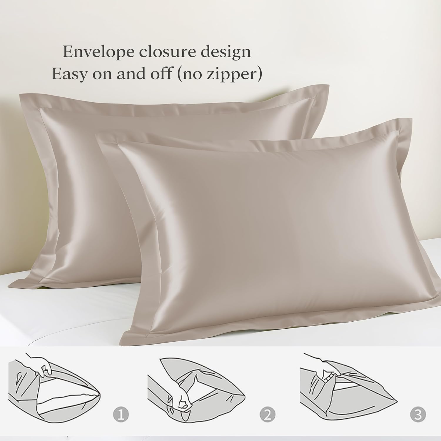 Linenwalas Tencel Lyocell Duvet Cover Set, Eucalyptus Cooling Lightweight Silk Comforter Cover Set with Zipper Closure & Corner Ties (Taupe, Queen) - Image 3