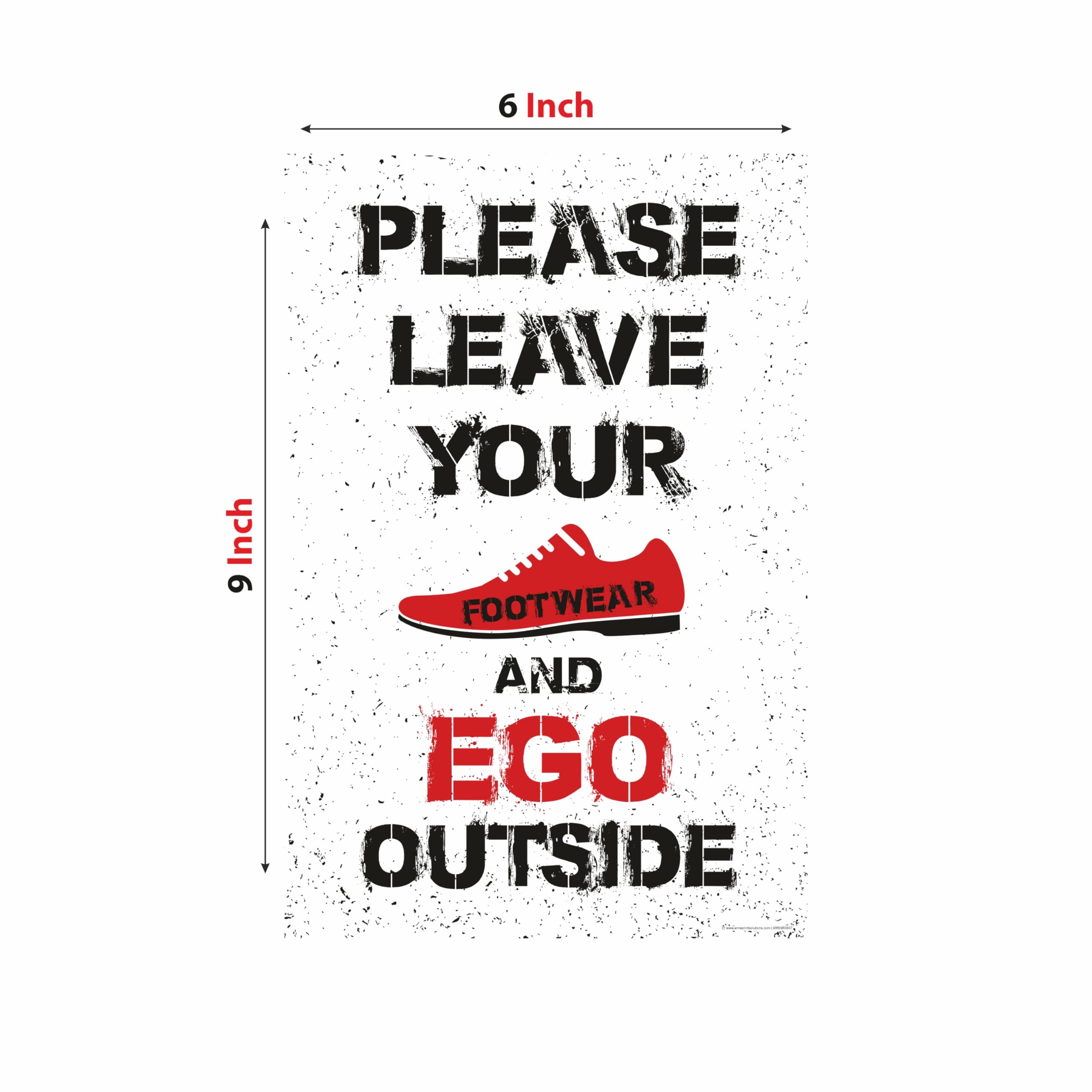 Anne Print Solutions ® Vinyl Please Leave Your Footwear and Ego Outside Stickers (6 Inch X 9 Inch*, Multicolour)- Pack of 4 Pcs 1