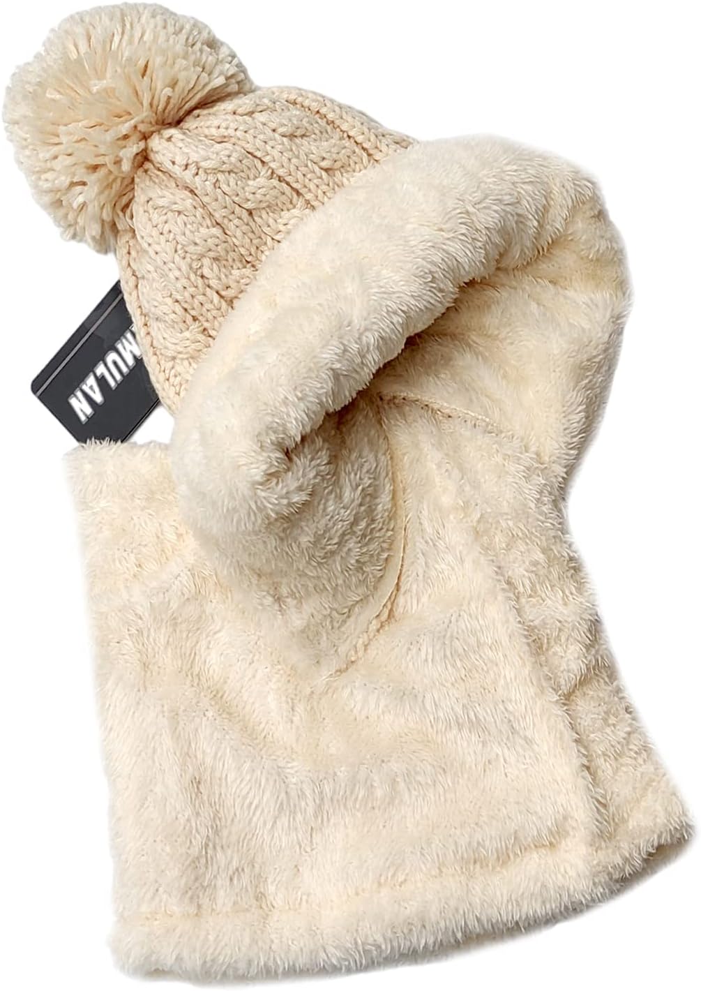 HUAMULAN Women Winter Beanie Hats One Piece Fleece Lined Knit Balaclavas Mask Set Skull Neck Circle Scarf Ski Snow Hat Pompom - Image 3