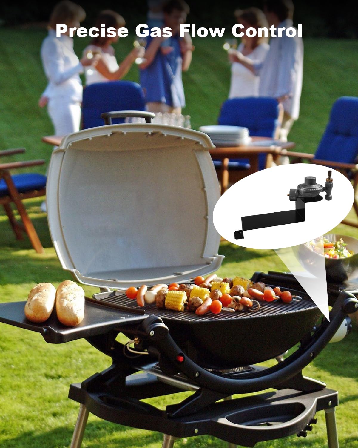 80476 Régulateur de soupape de barbecue à gaz pour Weber Q2000 Q2200 Q200 Q220 Modèle 394001 396000 396001 396002 566001 566002 566801 567798, 567798 66002 396002 54060001 566001 remplace 64865