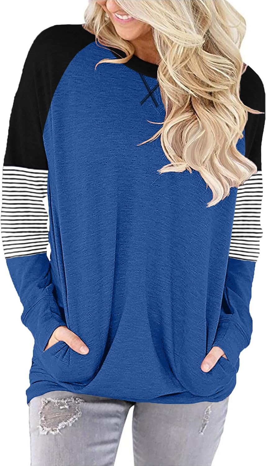 ONLYSHE Womens Crewneck Sweatshirt Casual Loose Fitting Tops Long Sleeve T Shirt - Image 2