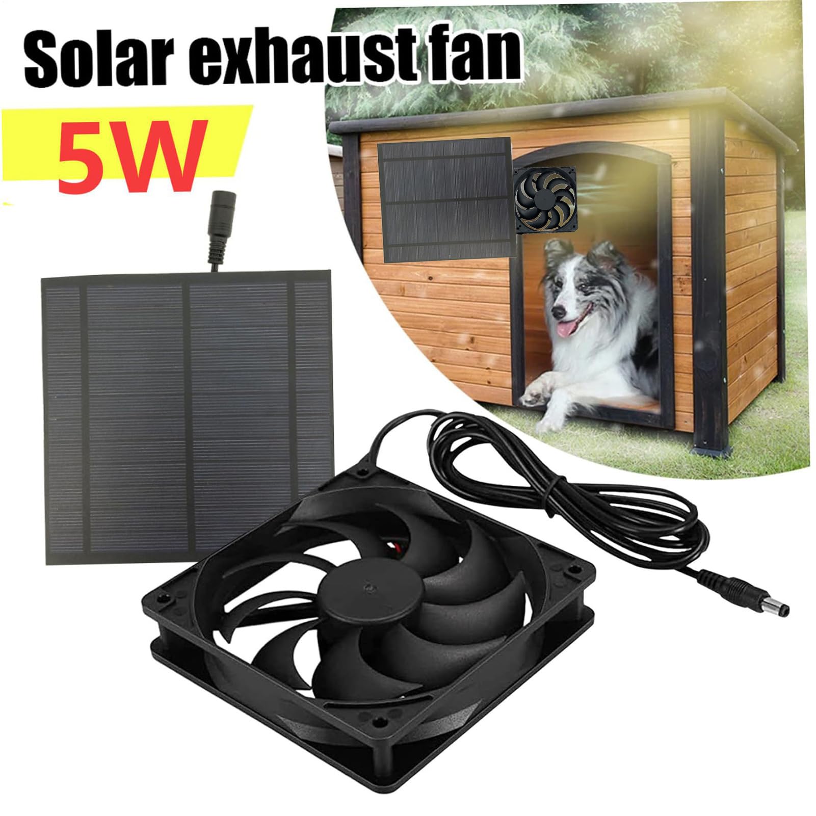 Ventilateur solaire pour poulailler - Avec entraînement solaire - Système de refroidissement économe en énergie avec évacuation d'air - Pour camping-car et camping