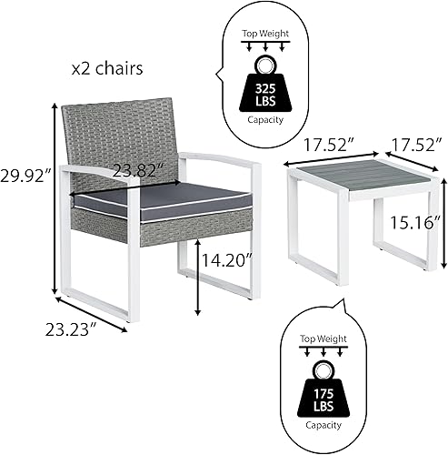 Miniatura 4 de JONATHAN Y LVG1101A-3SET Selby - Juego de 3 piezas moderno de mimbre sintético costero para exteriores para conversación de mediados de siglo,