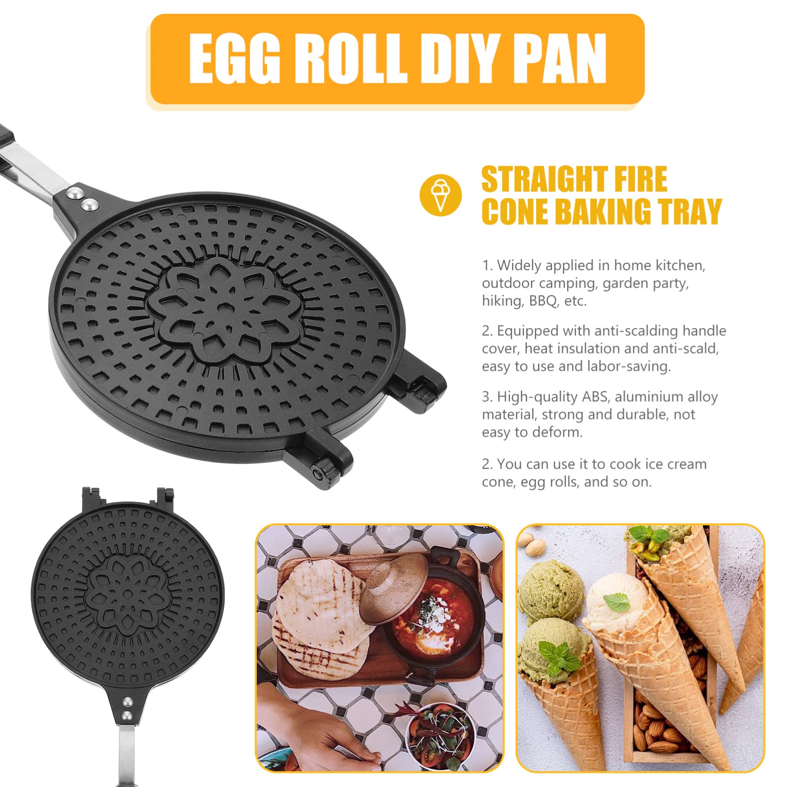 PRETYZOOM Padella Antiaderente per Involtini Uova e Coni Gelato Stampo per Omelette e Dolci per Cucine Domestiche e Ristoranti