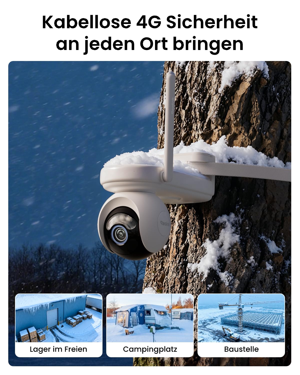 Reolink 4G LTE Überwachungskamera mit SIM Karte, 360° Auto-Tracking, 20000mAh Akku, Voraufzeichnung, ColorX-Nachtsicht, 4MP PT LTE Kamera Outdoor ohne WLAN, KI Erkennung, Altas Go PT+12W Solarpanel