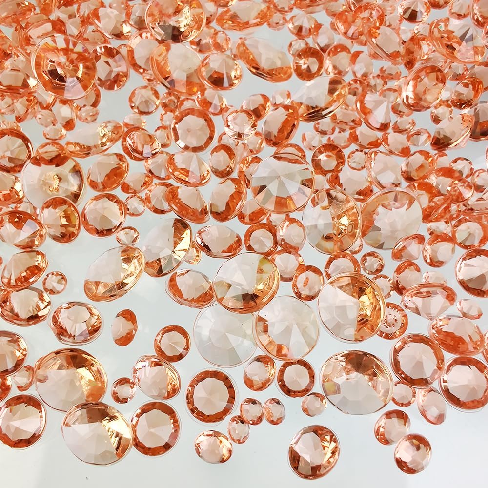 G&S Homedeko Girls Champagne 3000 Pcs Acrylic Diamonds Gems Rhinestones For Vase Fillers,Table Scatters,Wedding Party Decoration, 4.5/7/10 Mm