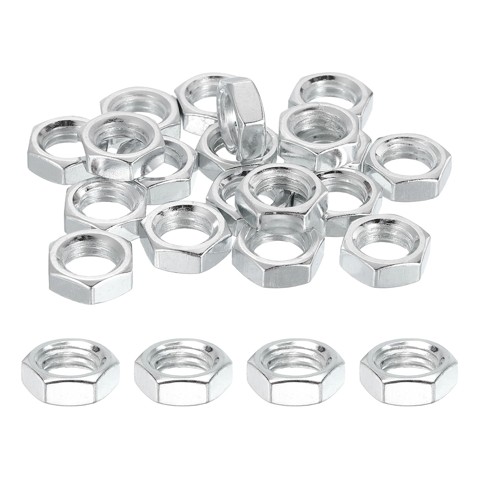 PATIKIL M10x1.5x5mm Steel Hex Nuts, 25Pcs Metric Fine Thread Carbon Steel Zinc Plated Finished Hardware Screw Nuts Fasteners for Machinery Manufacturing, Industrial Use, 14mm Width — image 1