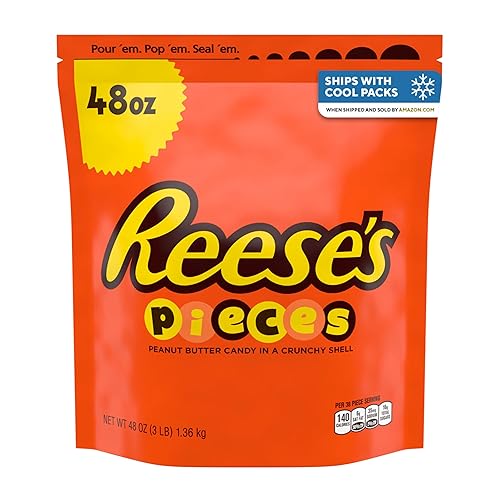 REESE'S PIECES Peanut Butter in a Crunchy Shell, Candy Bulk Bag, 48 oz - Peanut Butter - 48 Ounce (Pack of 1)