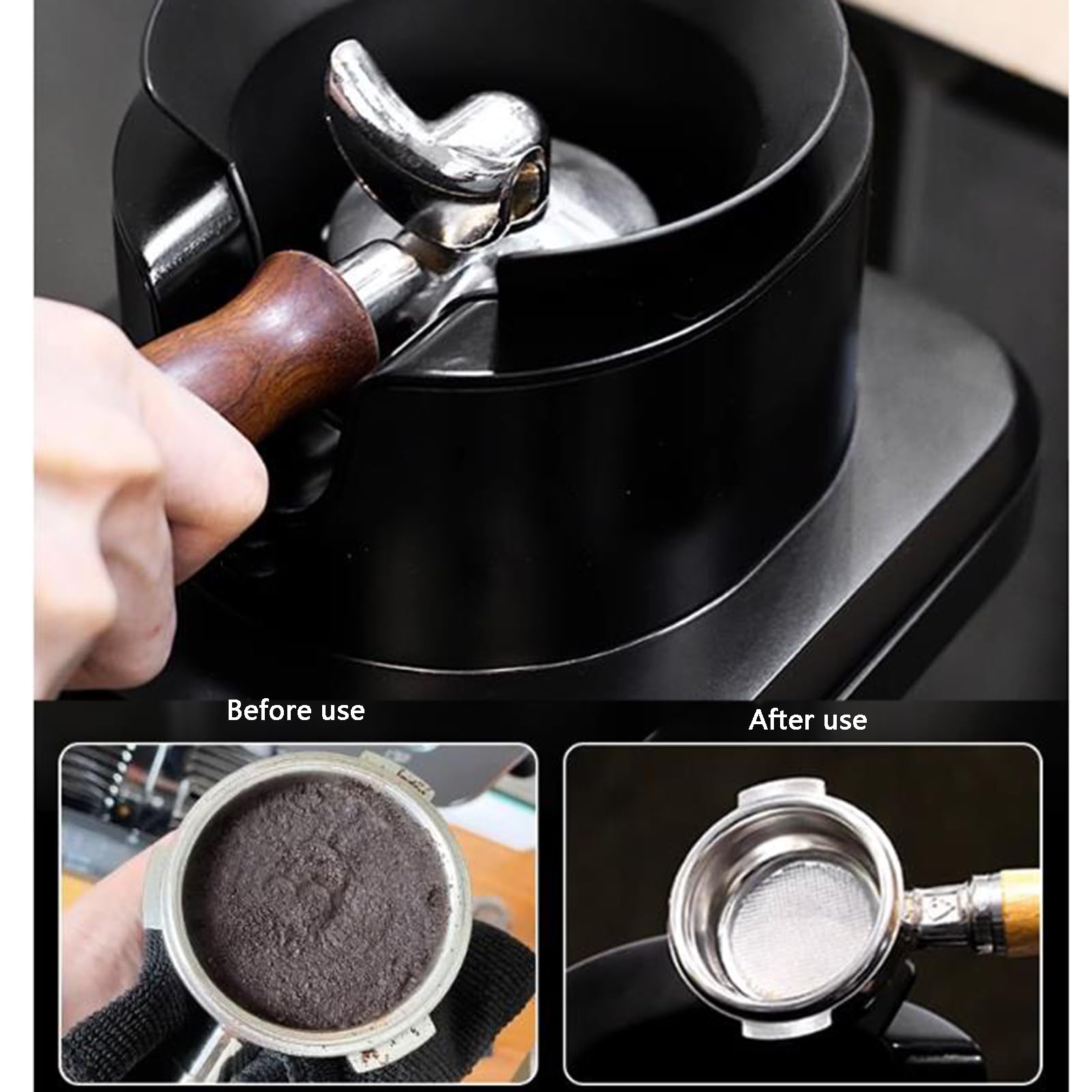 Limpiador eléctrico de portafiltros de café, máquina de limpieza automática de 58 mm con 3 cabezales de cepillo de arco para el hogar, cafetería, restaurante