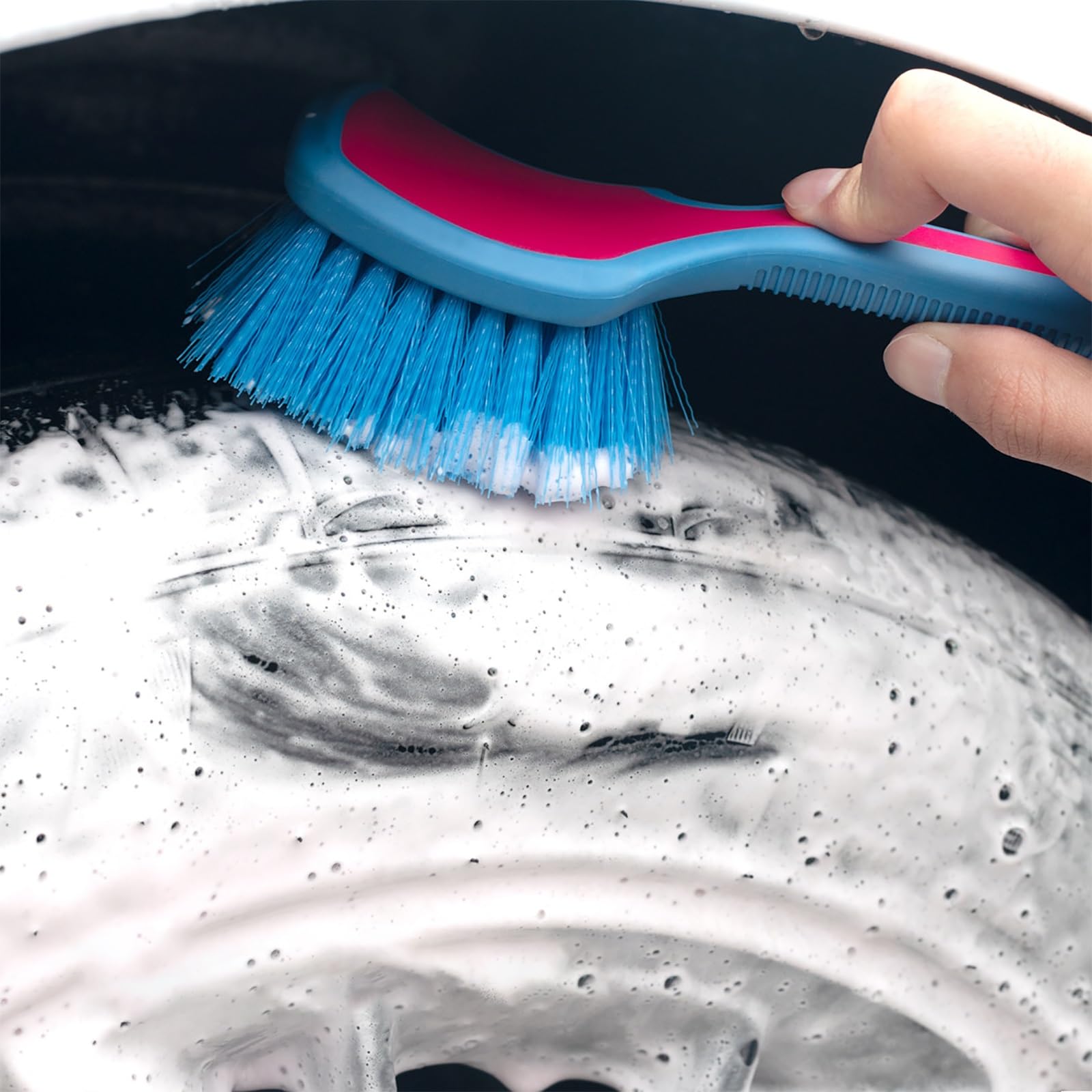 Spazzola per Pneumatici per Detailing Auto, Spazzola per La Pulizia Degli Pneumatici, Impugnatura Antiscivolo, Efficace e Resistente, per Uso Domestico o Autolavaggi(3pcs)