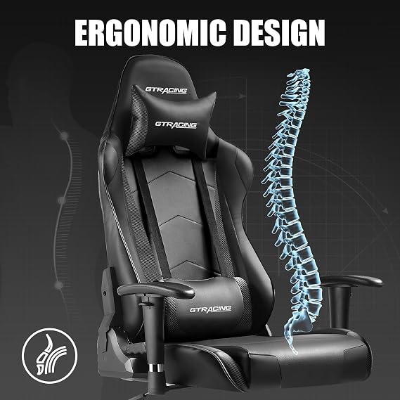 GTRACING Gaming Chair Racing Office Computer Ergonomic Video Game Chair Backrest and Seat Height Adjustable Swivel Recliner with Headrest and Lumbar Pillow Esports Chair (Colorful)