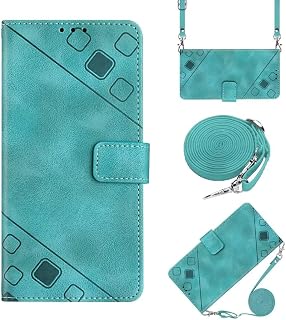 Funda cruzada con cordón para Realme C75 4G, a prueba de golpes, de piel sintética, con cierre magnético, ranura para tarjetas, soporte para collar Realme C75 4G, color verde