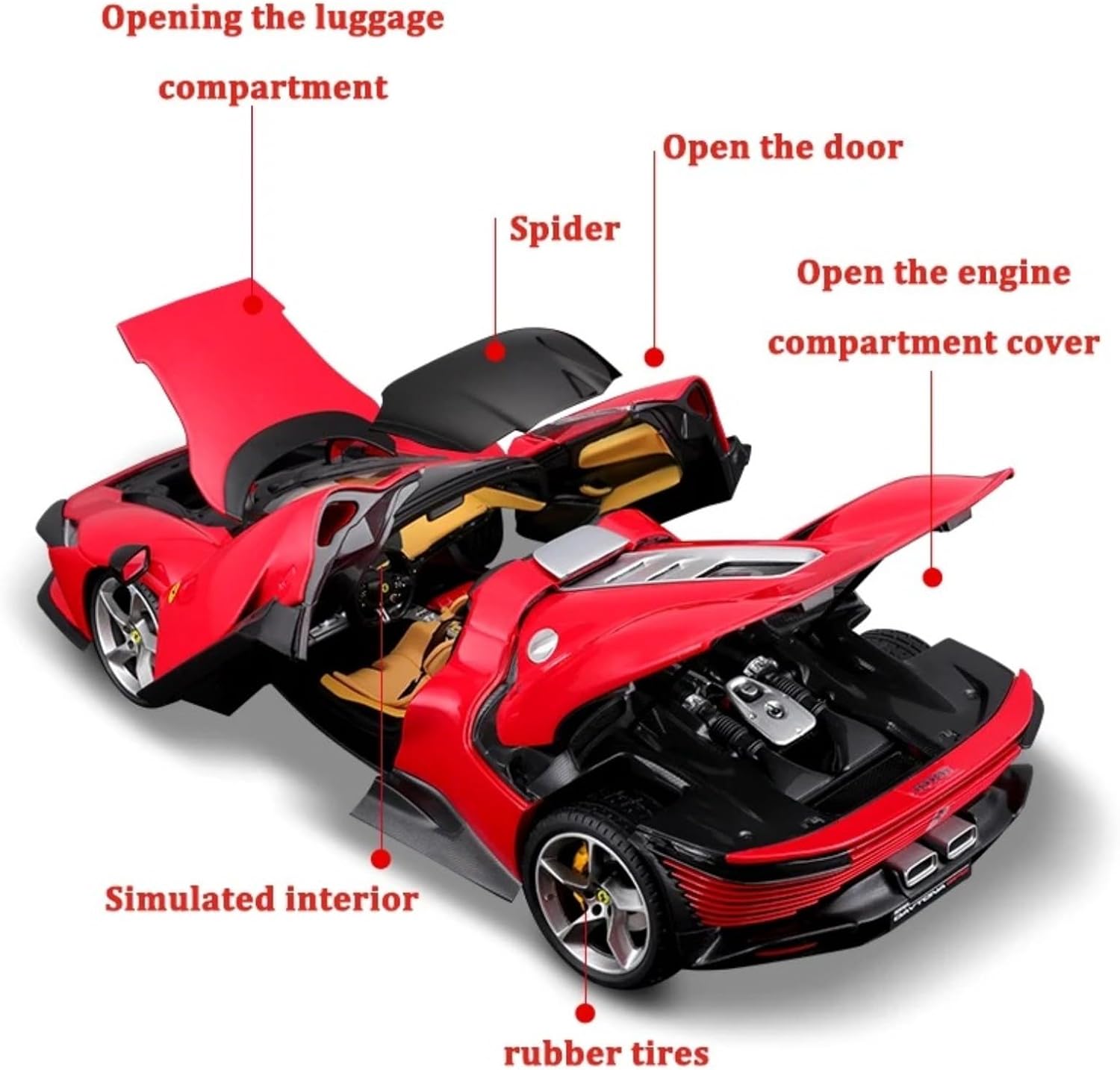 HTLNUZD 1/18 SP3 Supercars Model Car for Ferrari DaytonaSP3 Alloy Diecast Cars Model Display Box Version Collection