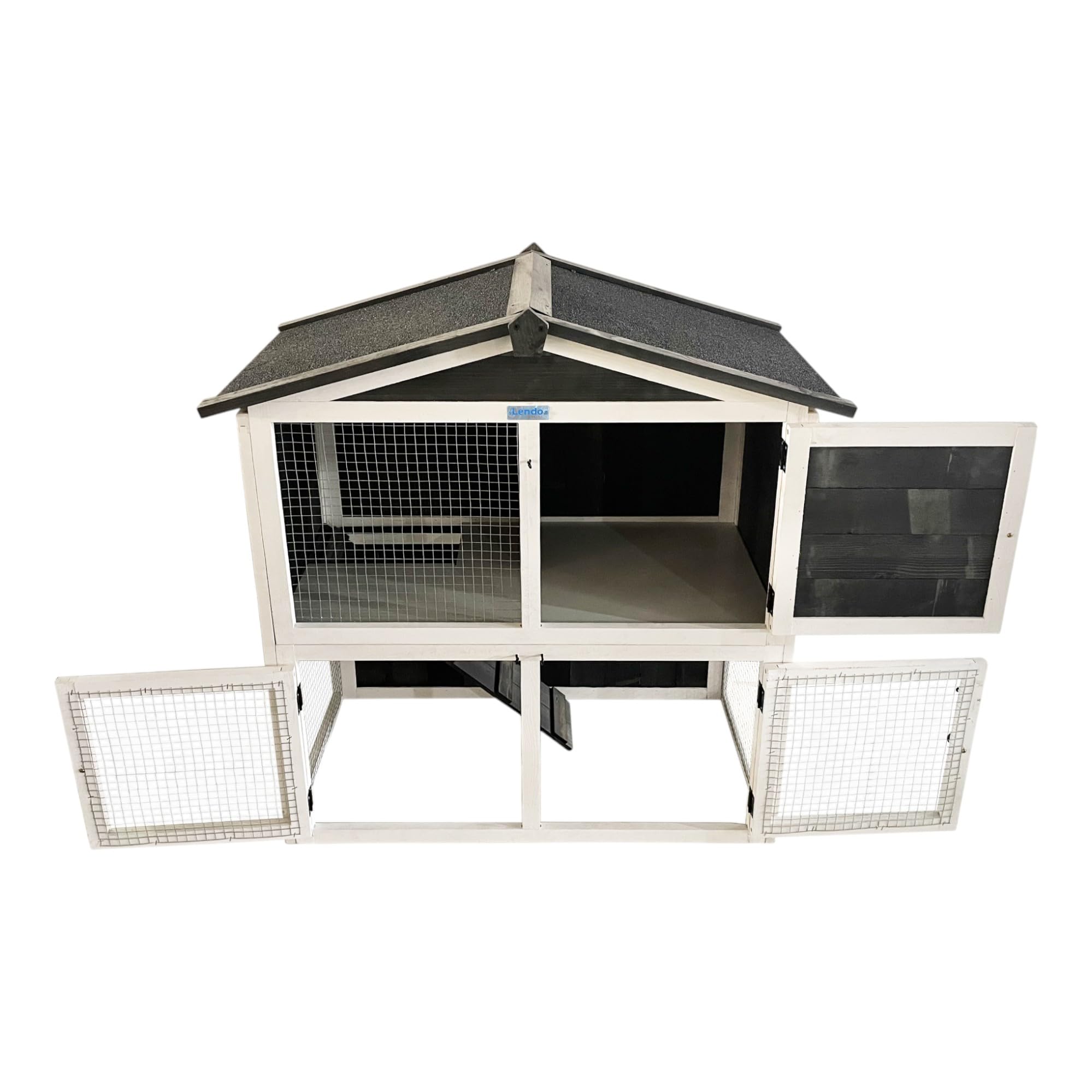 Conigliera da Esterno 94x46x96 cm – Casetta in Legno per Conigli e Cavie, Gabbia con Tetto in Asfalto, Facile da Pulire, Resistente alle Intemperie per Tutte le Stagioni (Grigio)